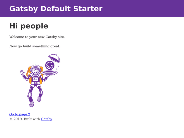 Screenshot of gatsby-starter-default