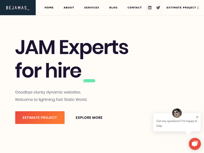 Screenshot of Bejamas - JAM Experts for hire