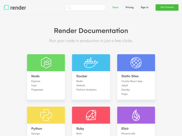 Screenshot of Render Documentation