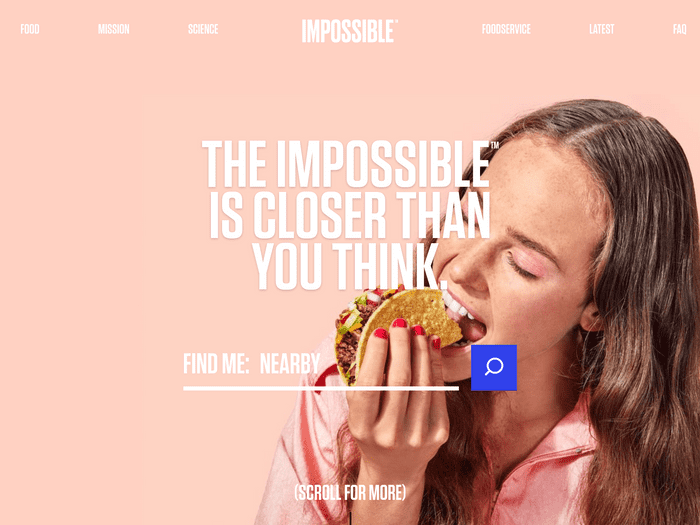 Screenshot of Impossible Foods