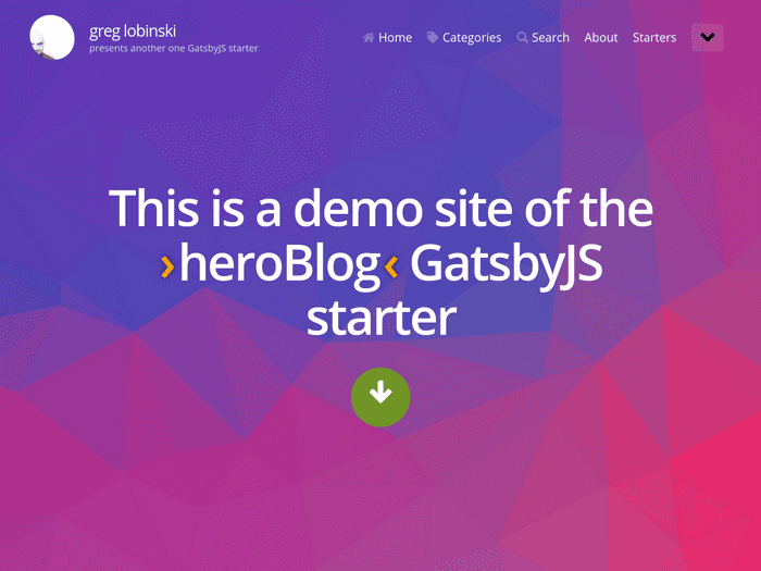 Screenshot of gatsby-starter-hero-blog