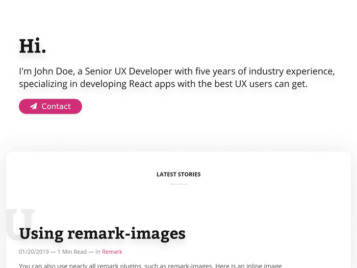 Screenshot of gatsby-starter-minimal-blog