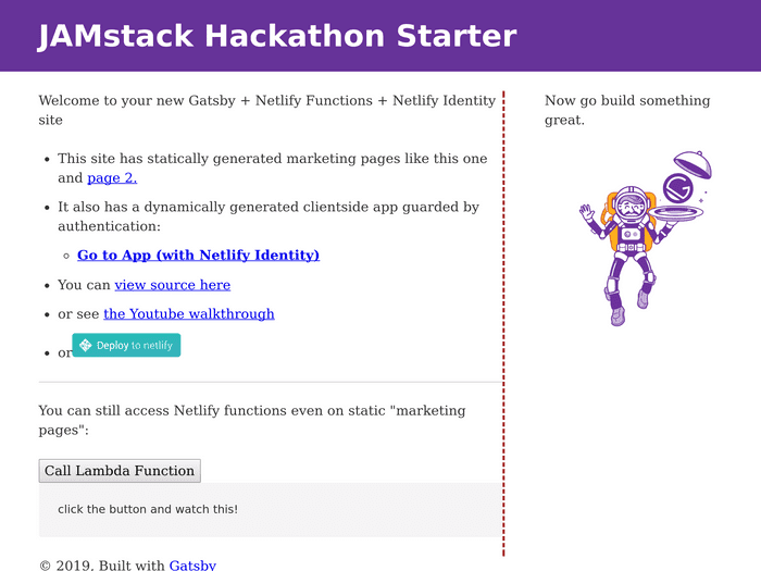 Screenshot of jamstack-hackathon-starter