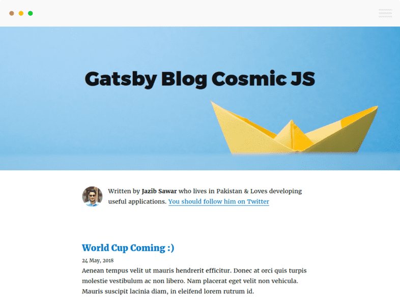 Gatsby Cosmic Screenshot