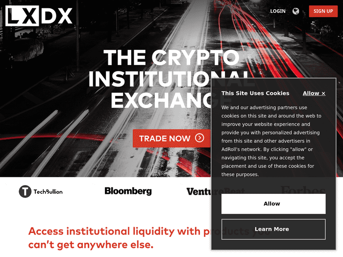 Screenshot of LXDX - the Crypto Derivatives Exchange