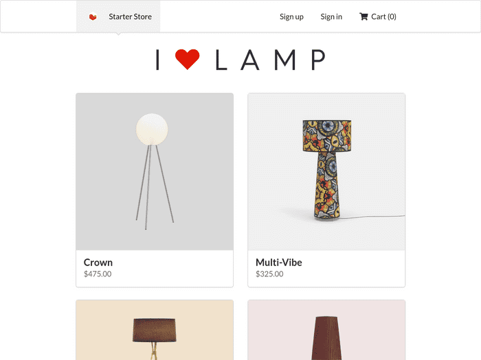Screenshot of gatsby-starter-ecommerce