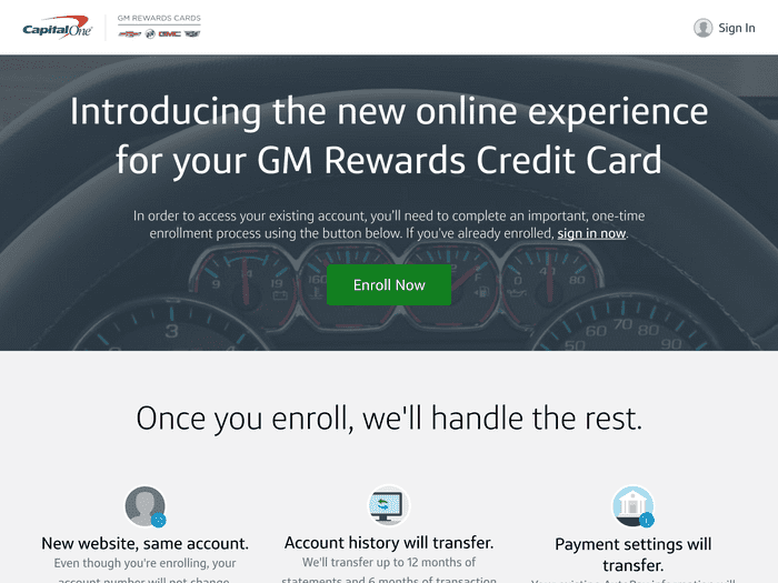 Screenshot of GM Capital One