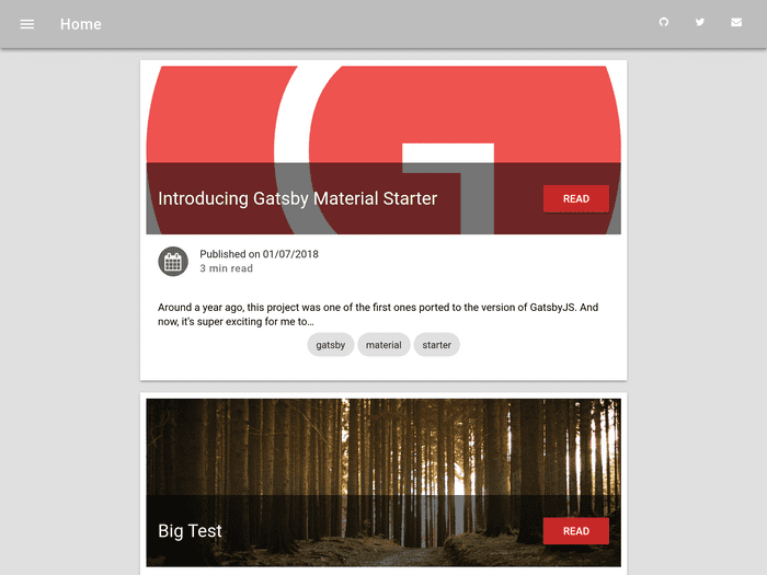 Screenshot of gatsby-material-starter