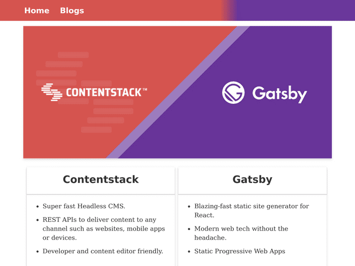 Screenshot of gatsby-starter-contentstack